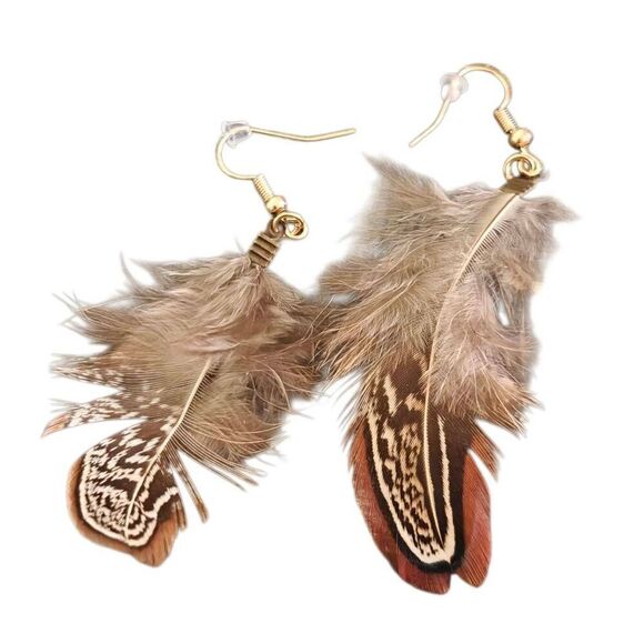 Handmade Feather Boho Light Earrings - Picture 1 of 3